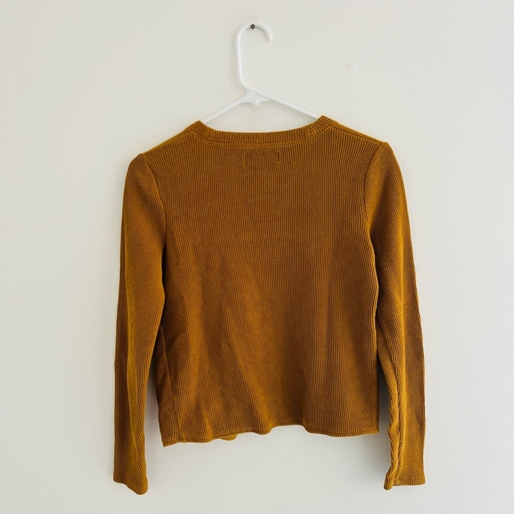 Madewell Texture & Thread Antique Gold Jacquard Knot Front Top XS - Picture 6 of 6